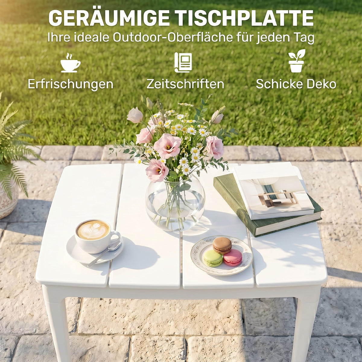 Cremefarbener Beistelltisch aus Kunststoff