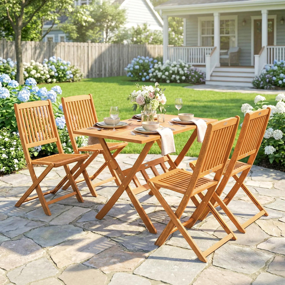 5-teiliges klappbares Gartenmöbelset aus Akazienholz