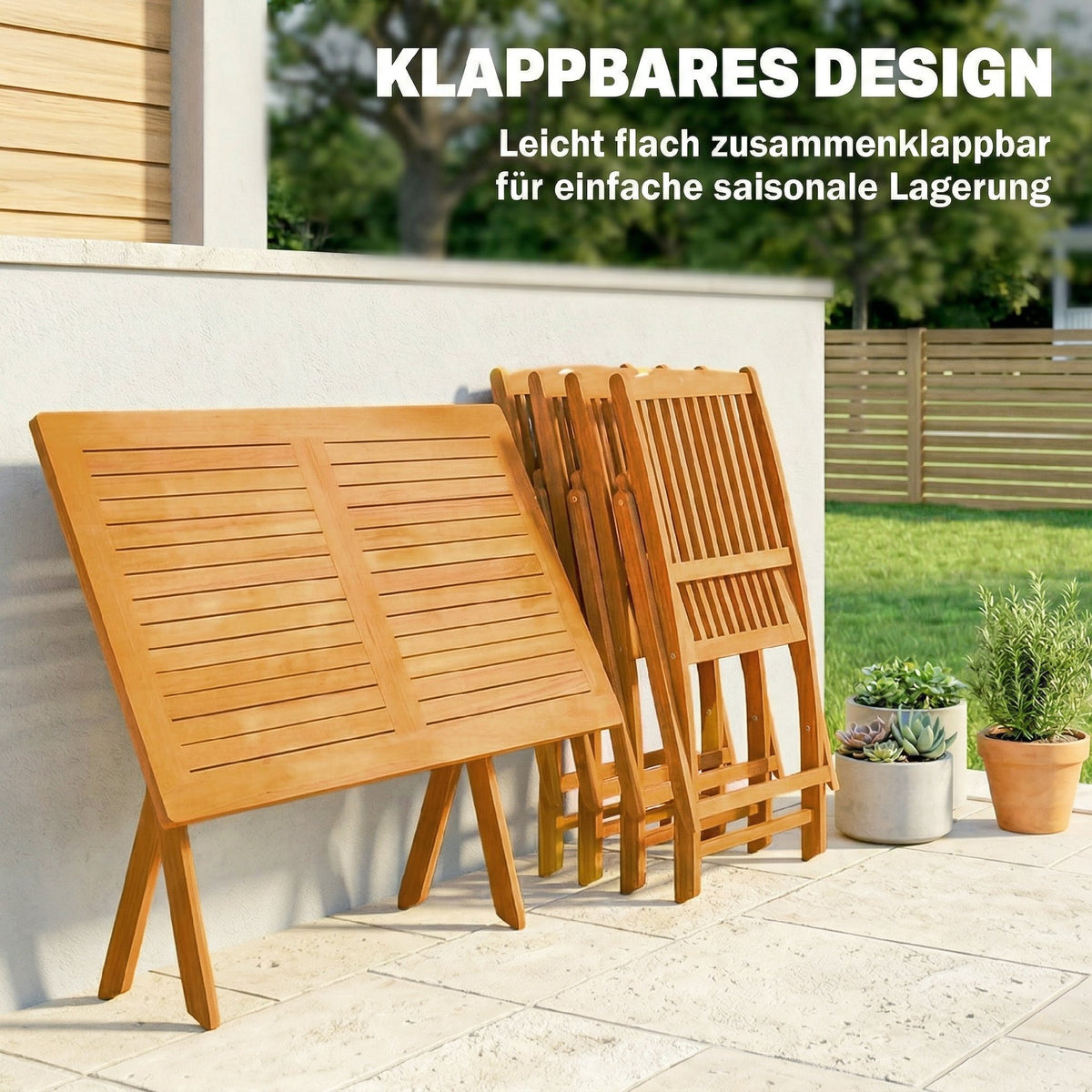 5-teiliges klappbares Gartenmöbelset aus Akazienholz