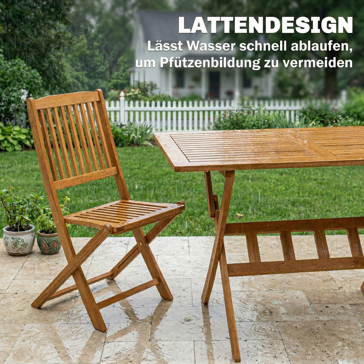 5-teiliges klappbares Gartenmöbelset aus Akazienholz