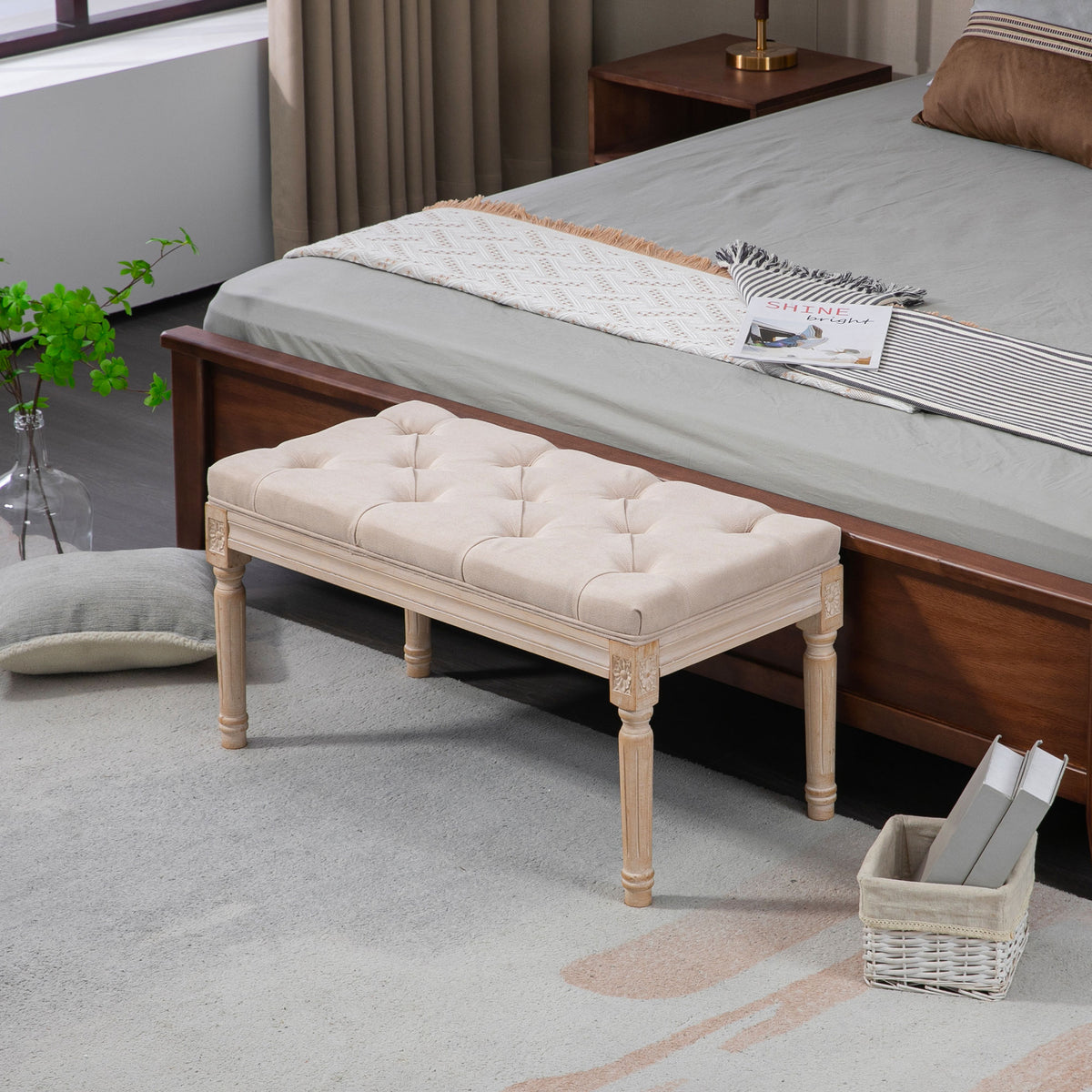 Polsterbank im Vintage-Stil mit Knopfheftung