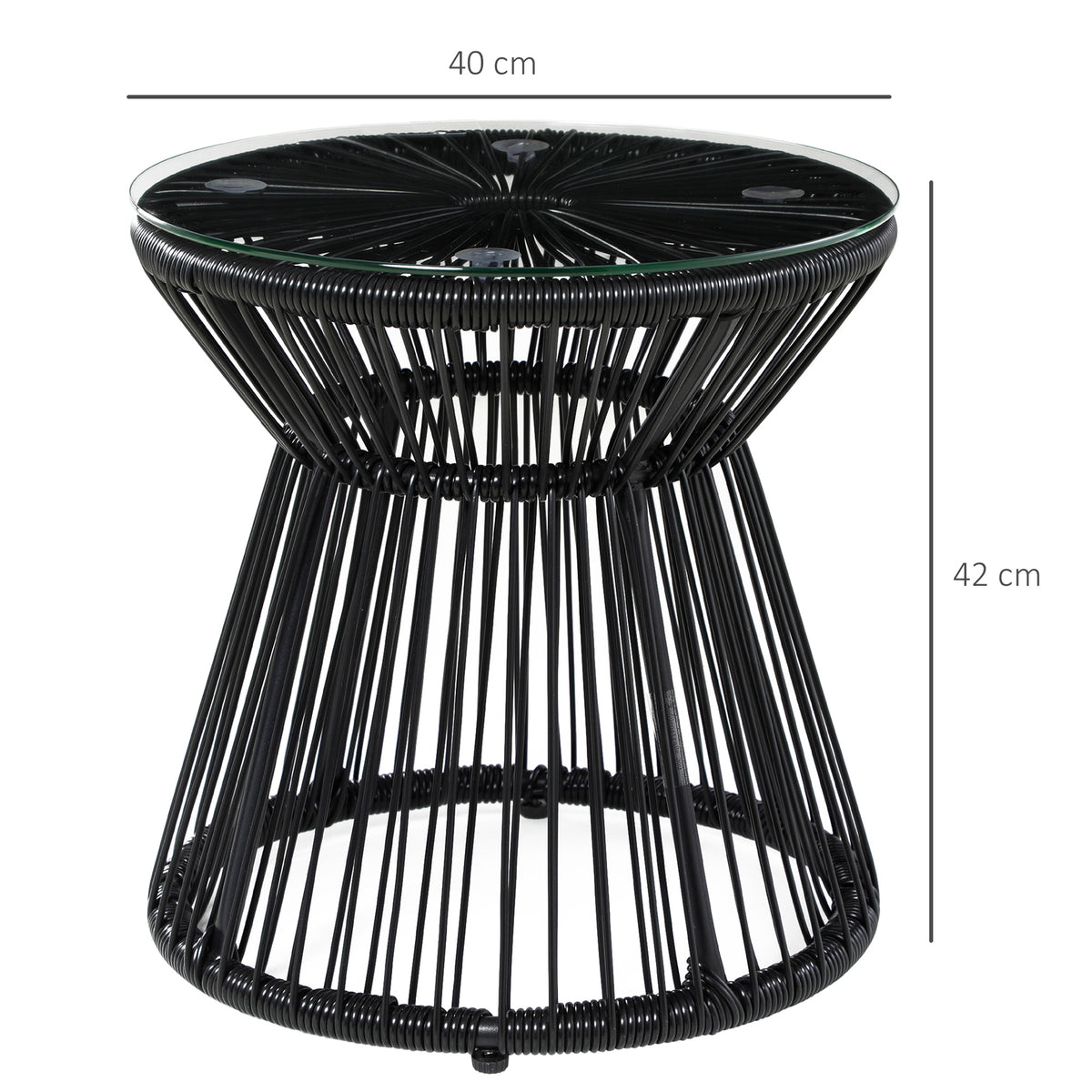 Runder Gartentisch mit Glasplatte