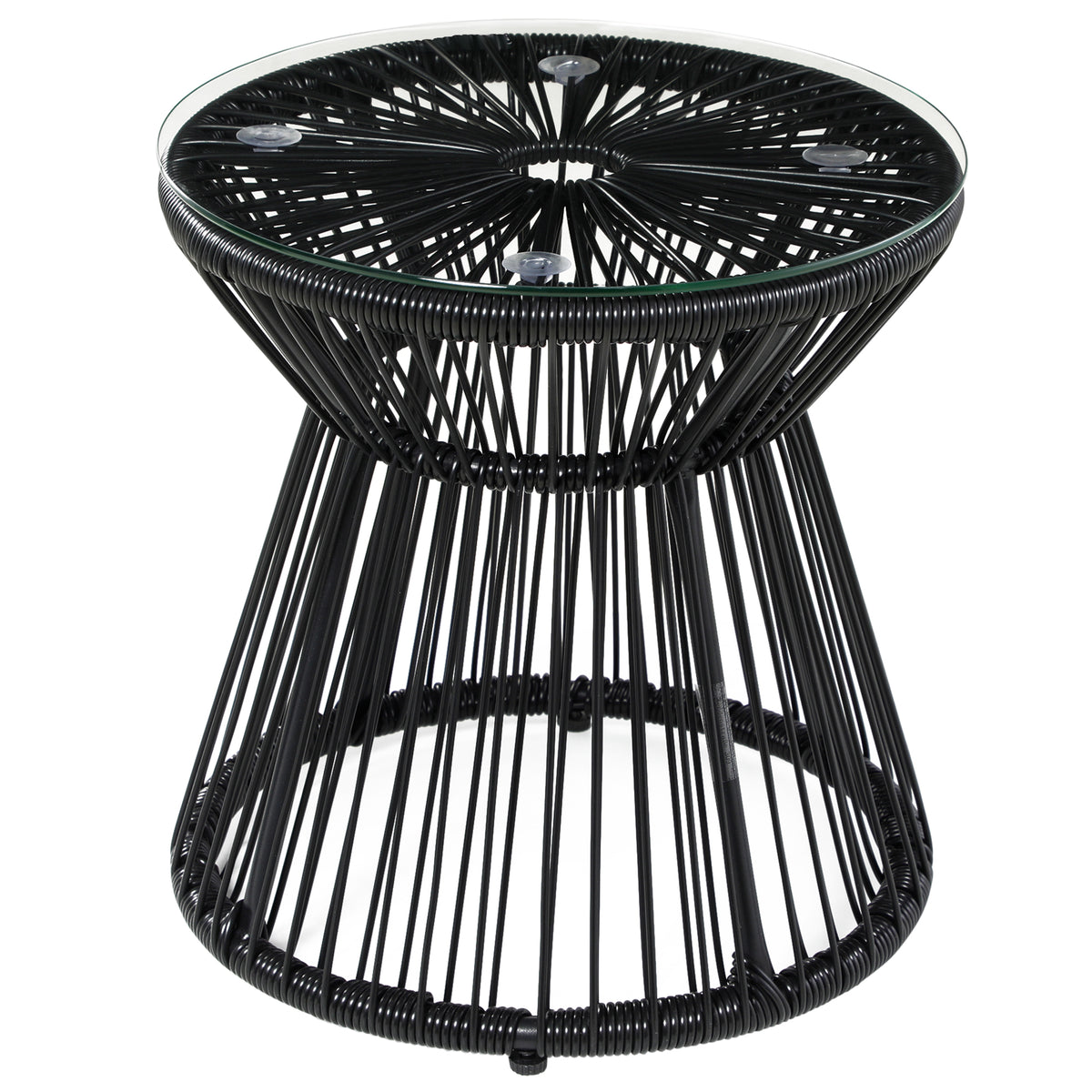 Runder Gartentisch mit Glasplatte