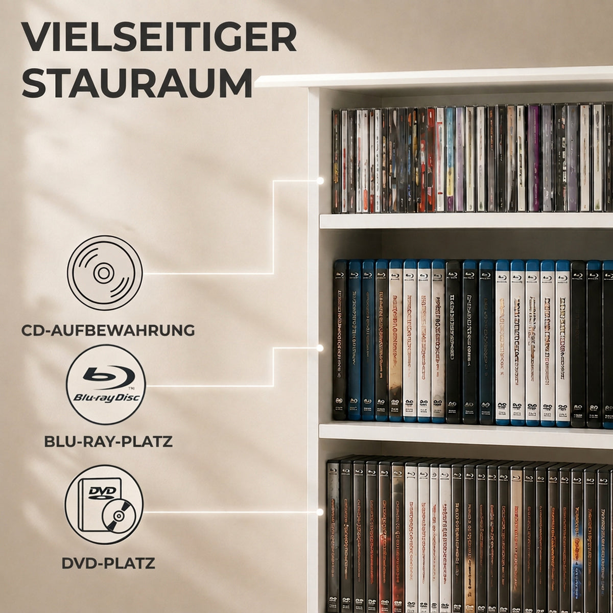 CD- und DVD-Regal mit 8 Fächern