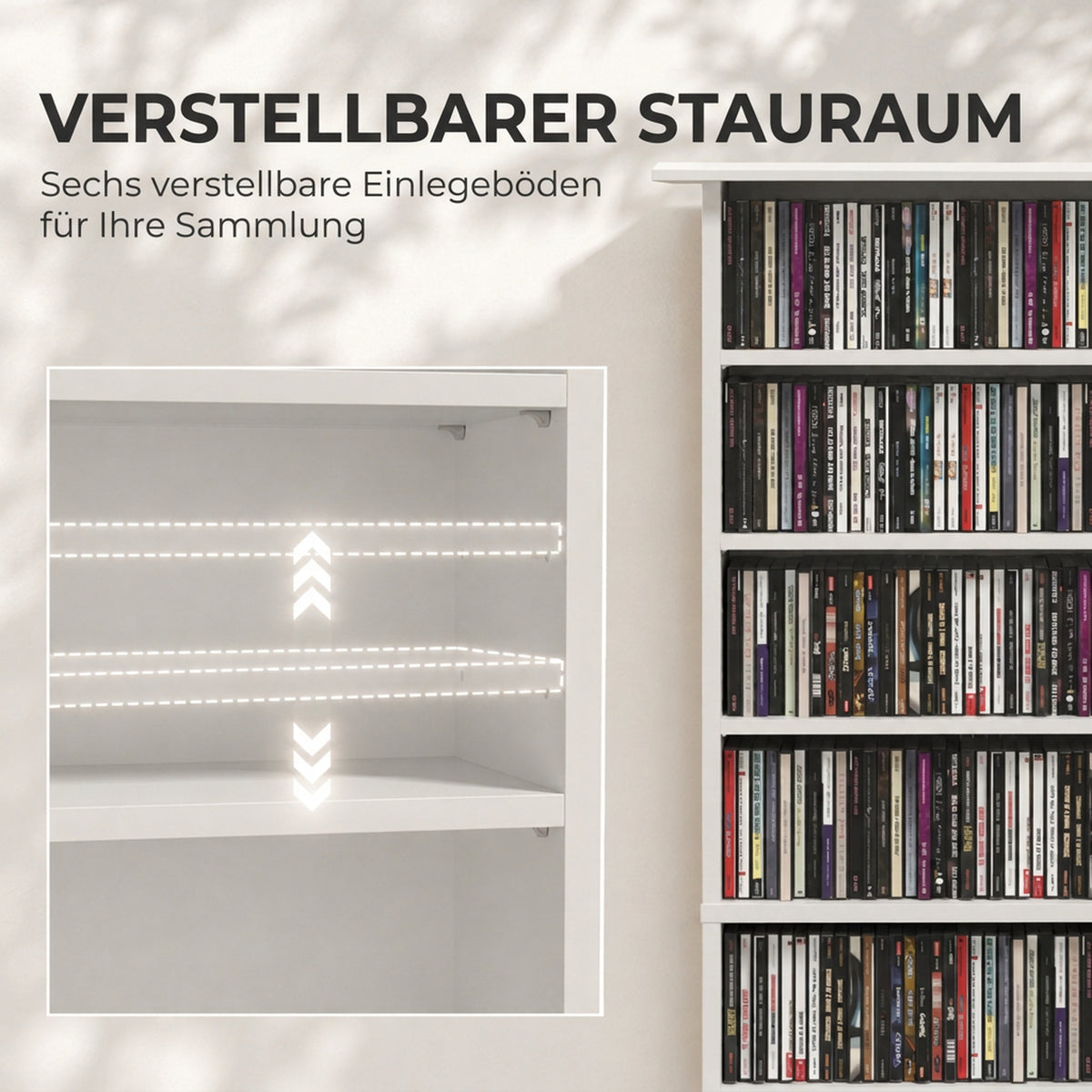 CD- und DVD-Regal mit 8 Fächern
