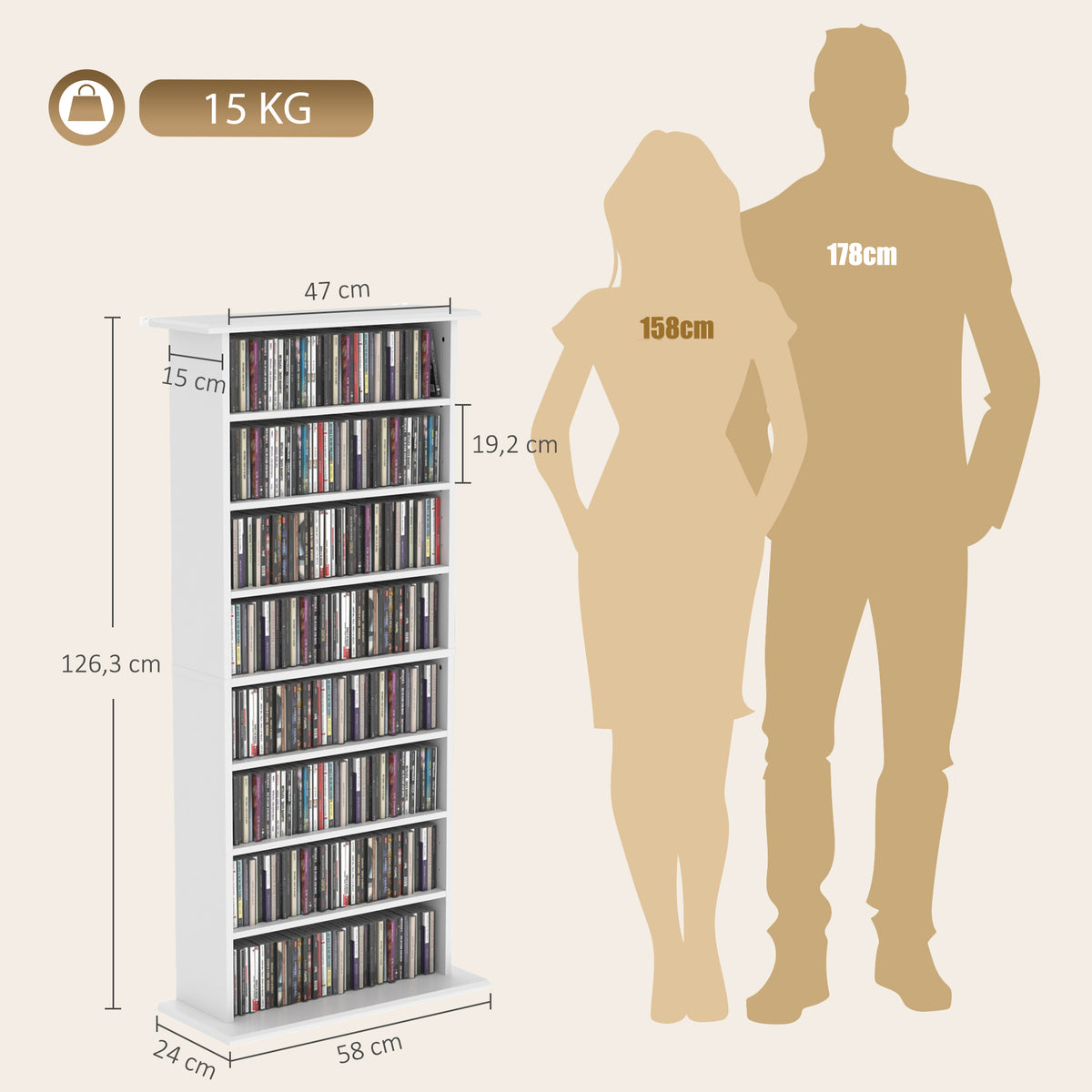 CD- und DVD-Regal mit 8 Fächern