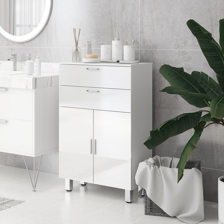 Badezimmerschrank mit 2 Schubladen und verstellbarem Regal
