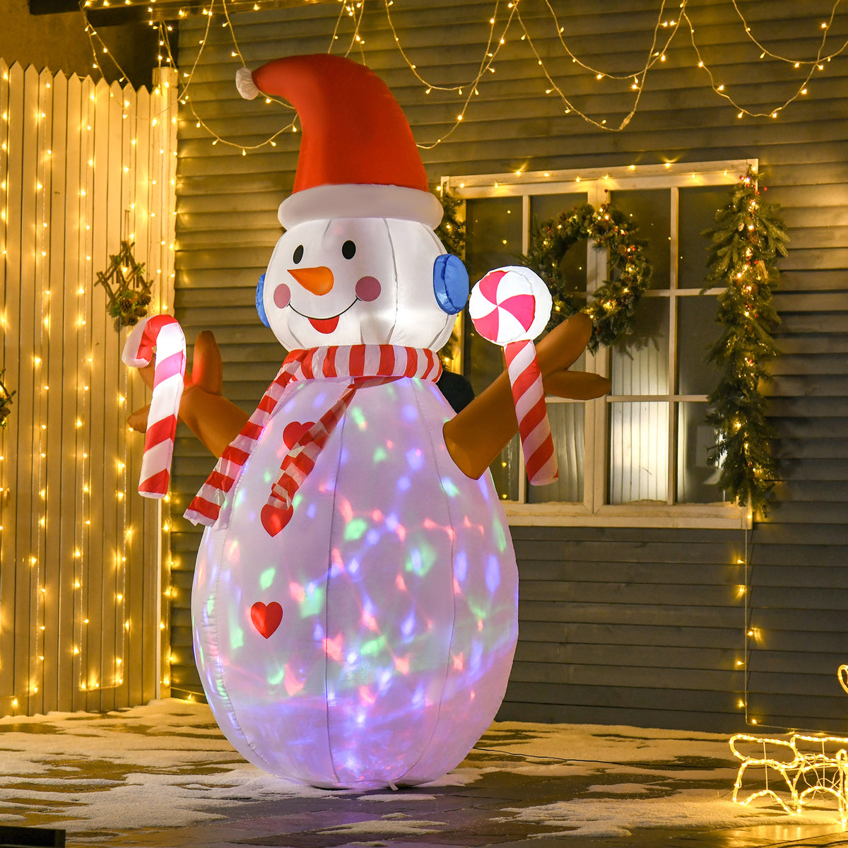 Aufblasbarer Schneemann mit LED-Beleuchtung