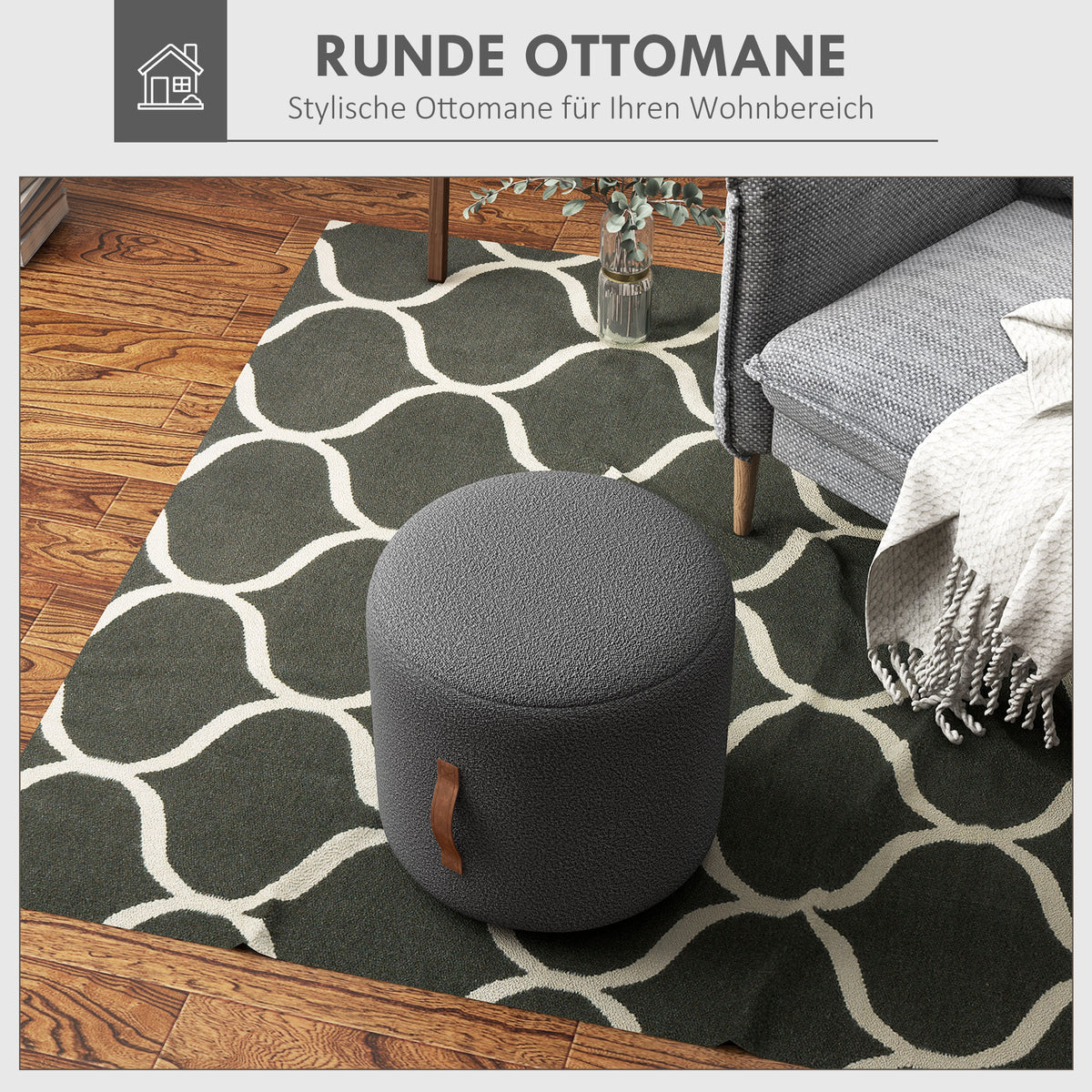 Runder Hocker mit Polster oder Stauraum