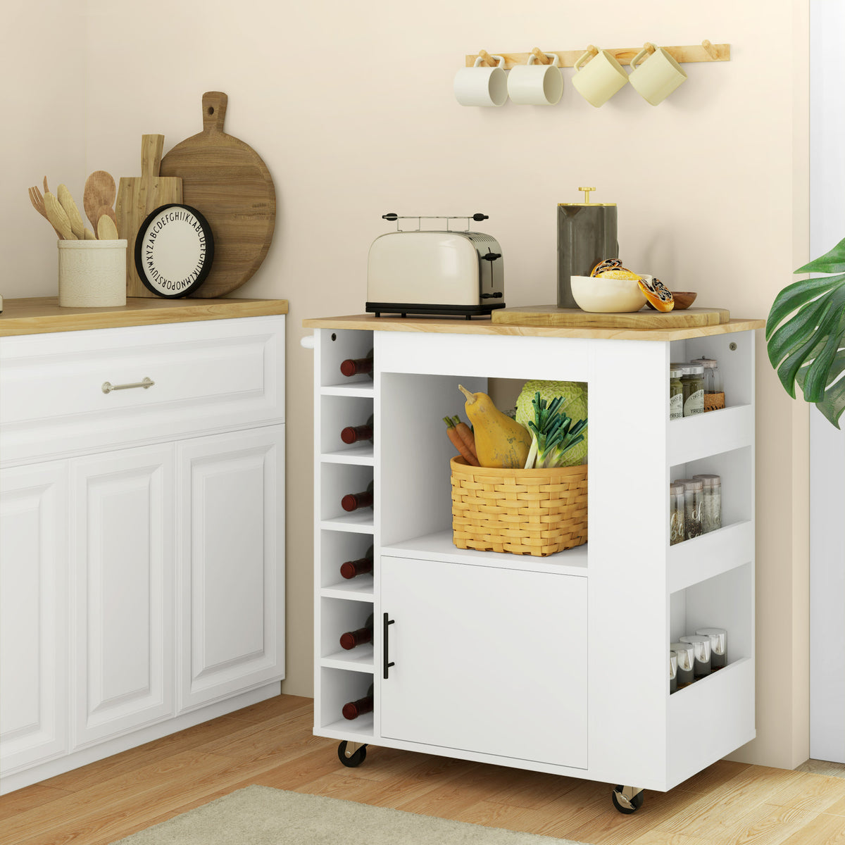 Küchenwagen mit Weinregalen und Soft-Close-Schrank