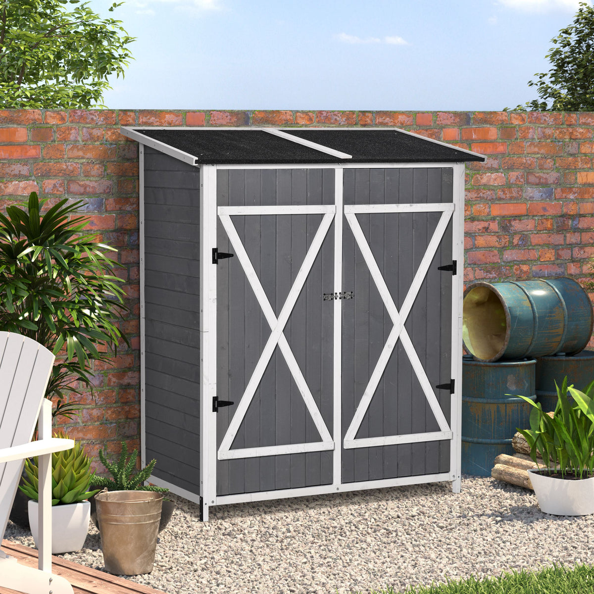 Gartenschrank aus Tannenholz mit Doppeltür