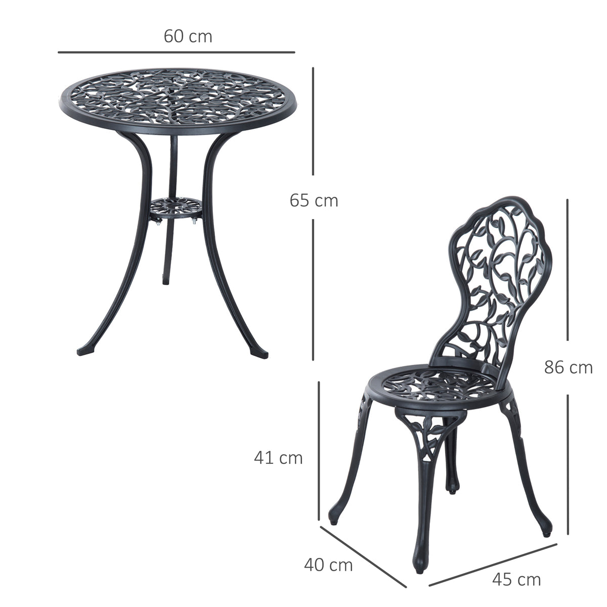 3-teiliges Bistroset aus Aluminiumguss für 2 Personen