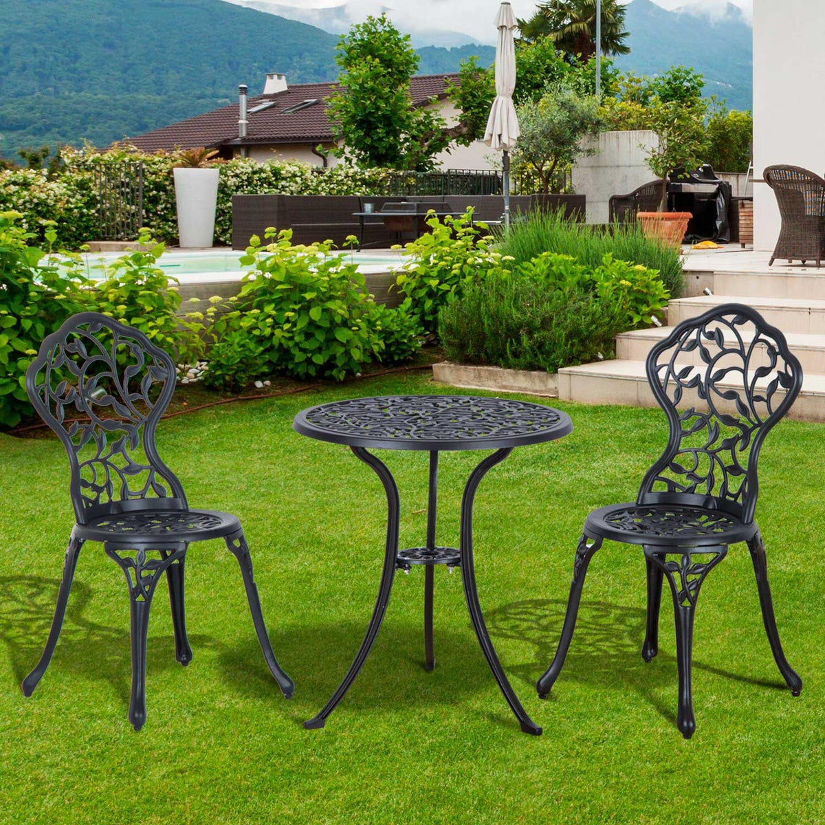 3-teiliges Bistroset aus Aluminiumguss für 2 Personen