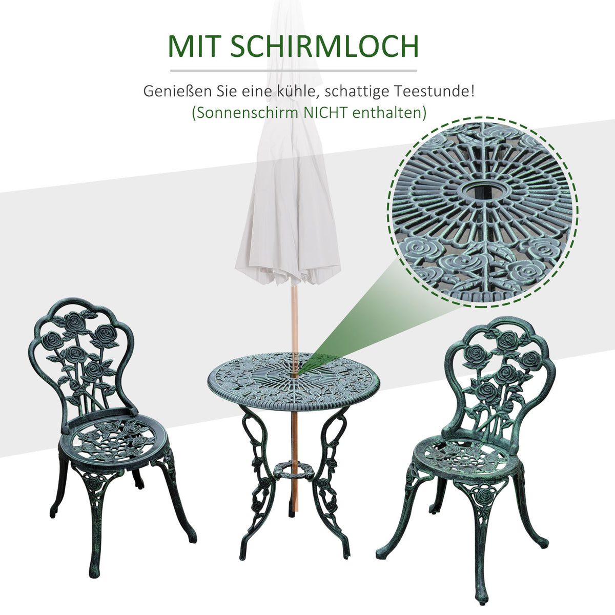 3-teiliges Bistroset aus Aluminiumguss für 2 Personen