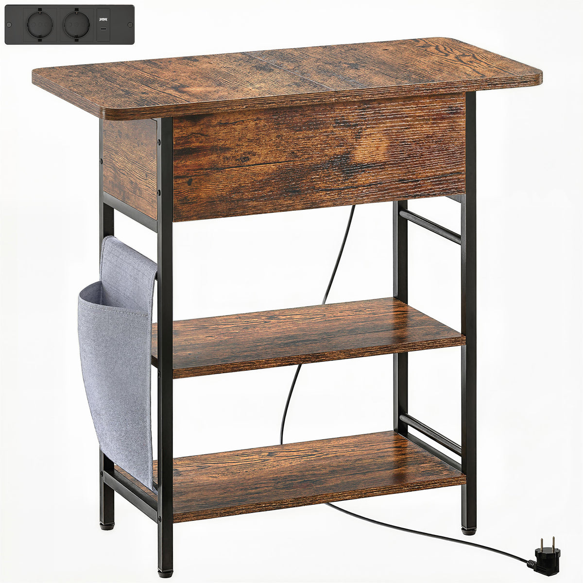 Beistelltisch mit Steckdosenleiste und USB