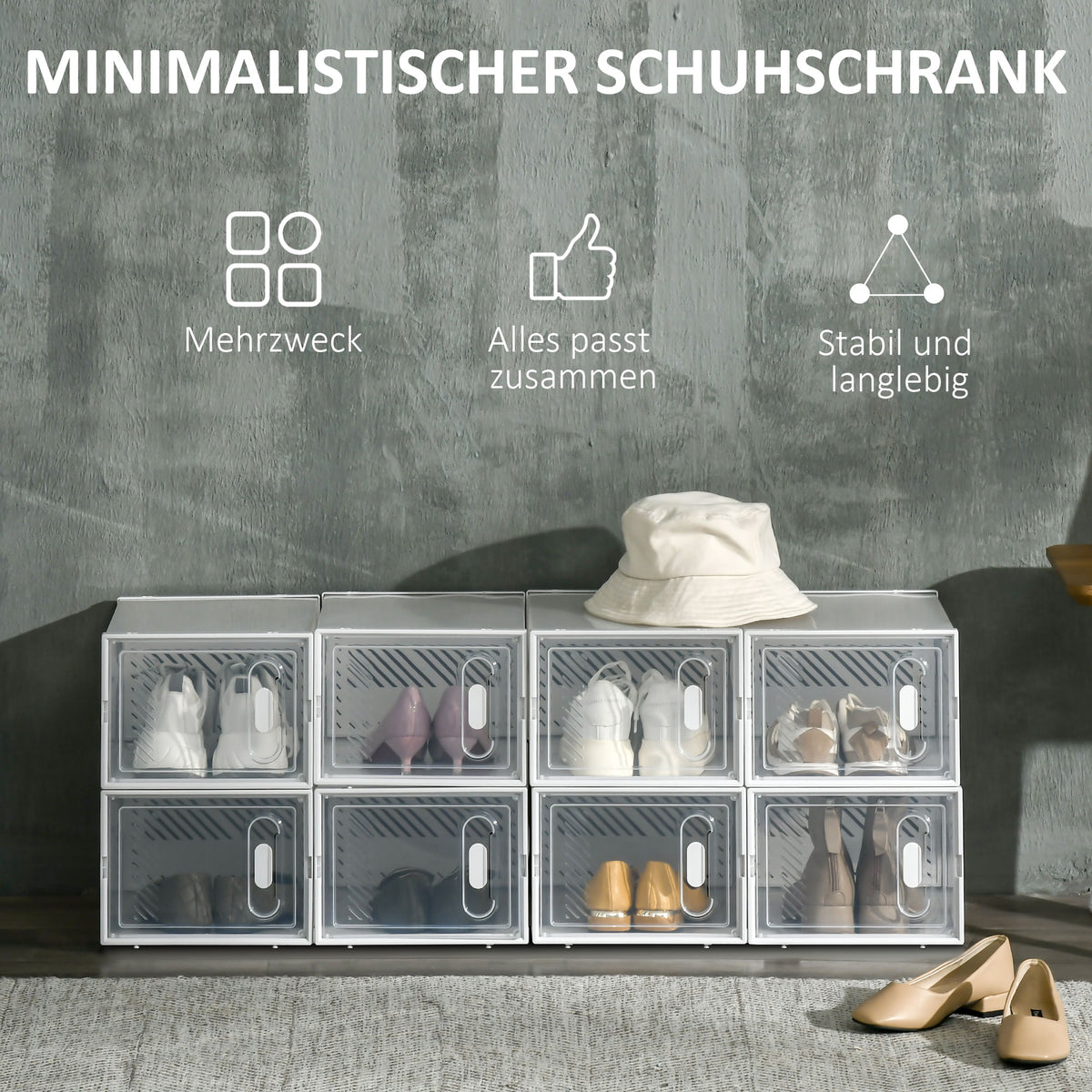 Modulares Schuhregal mit 8 Würfelfächern