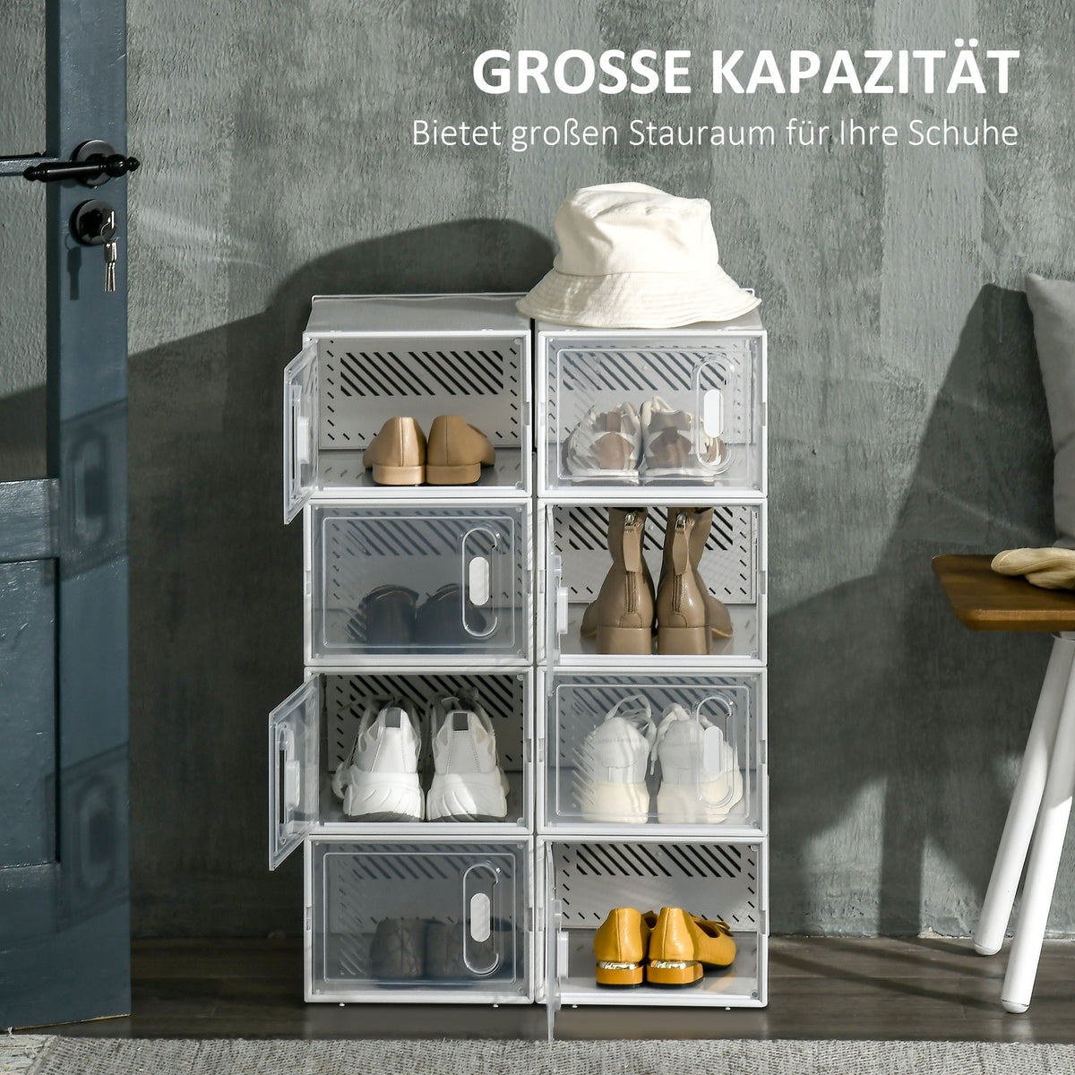 Modulares Schuhregal mit 8 Würfelfächern