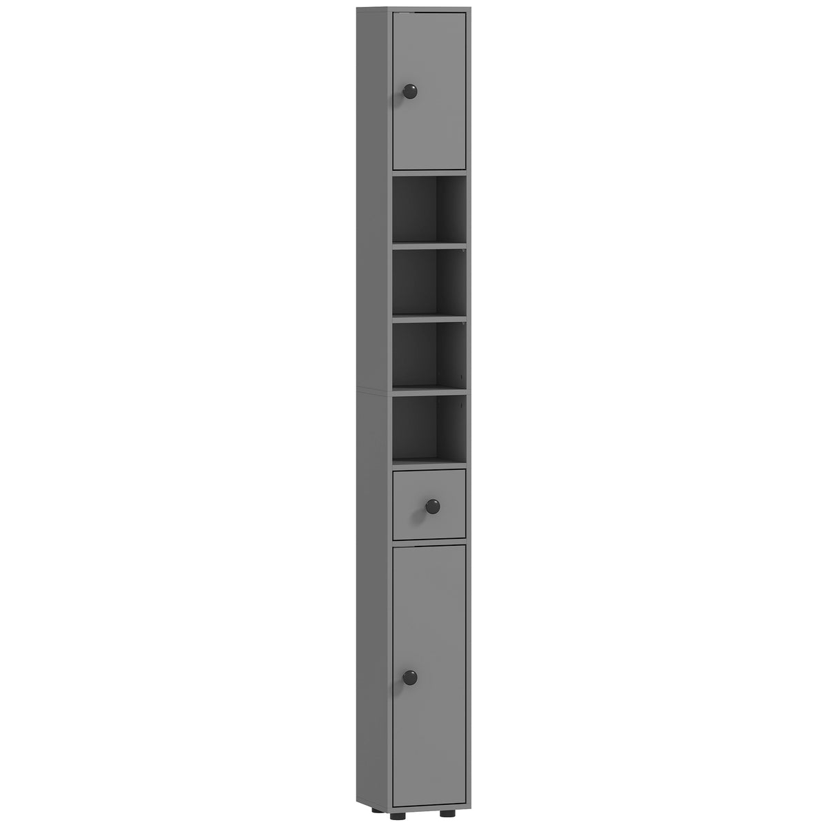 Schmaler Badezimmerschrank mit Schublade und 4 Regalen