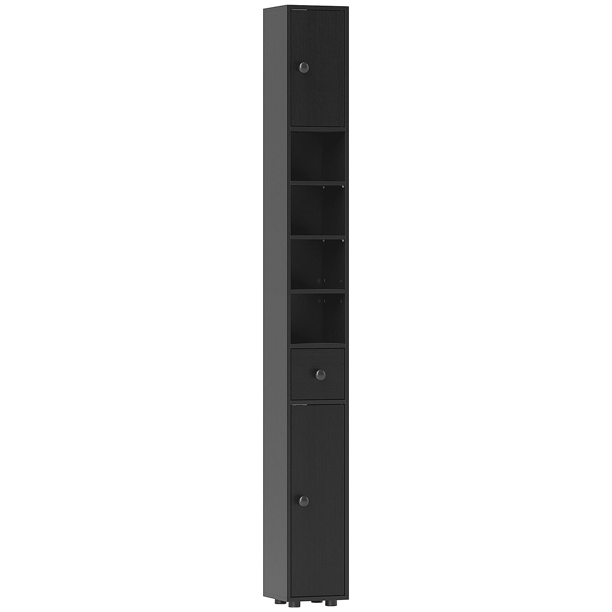 Schmaler Badezimmerschrank mit Schublade und 4 Regalen