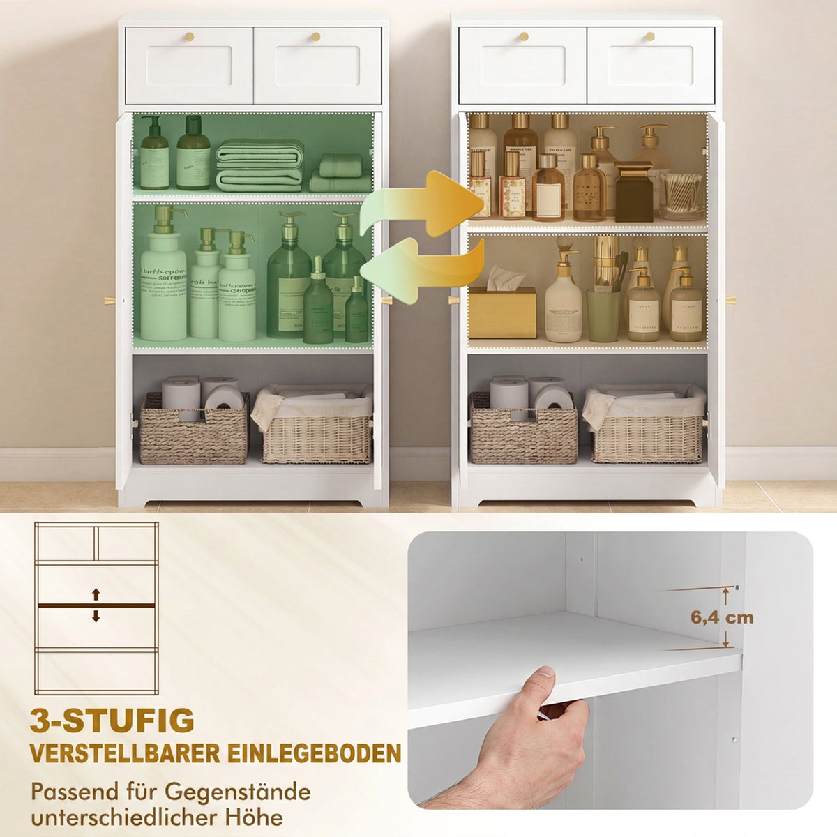 Badschrank 60 cm mit 2 Schubladen