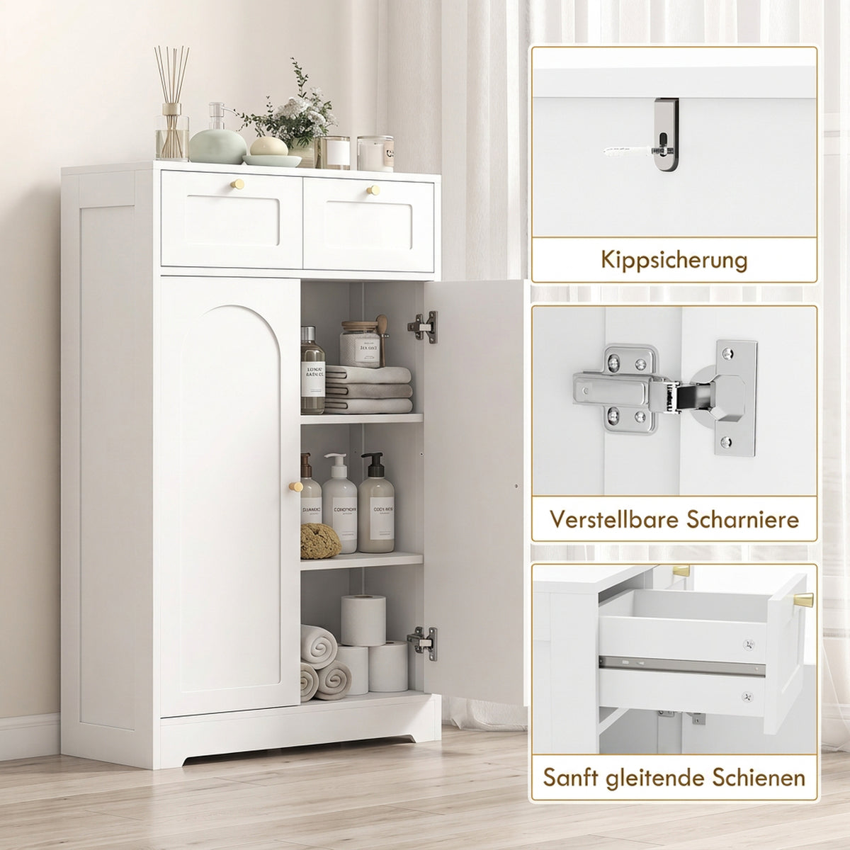Badschrank 60 cm mit 2 Schubladen