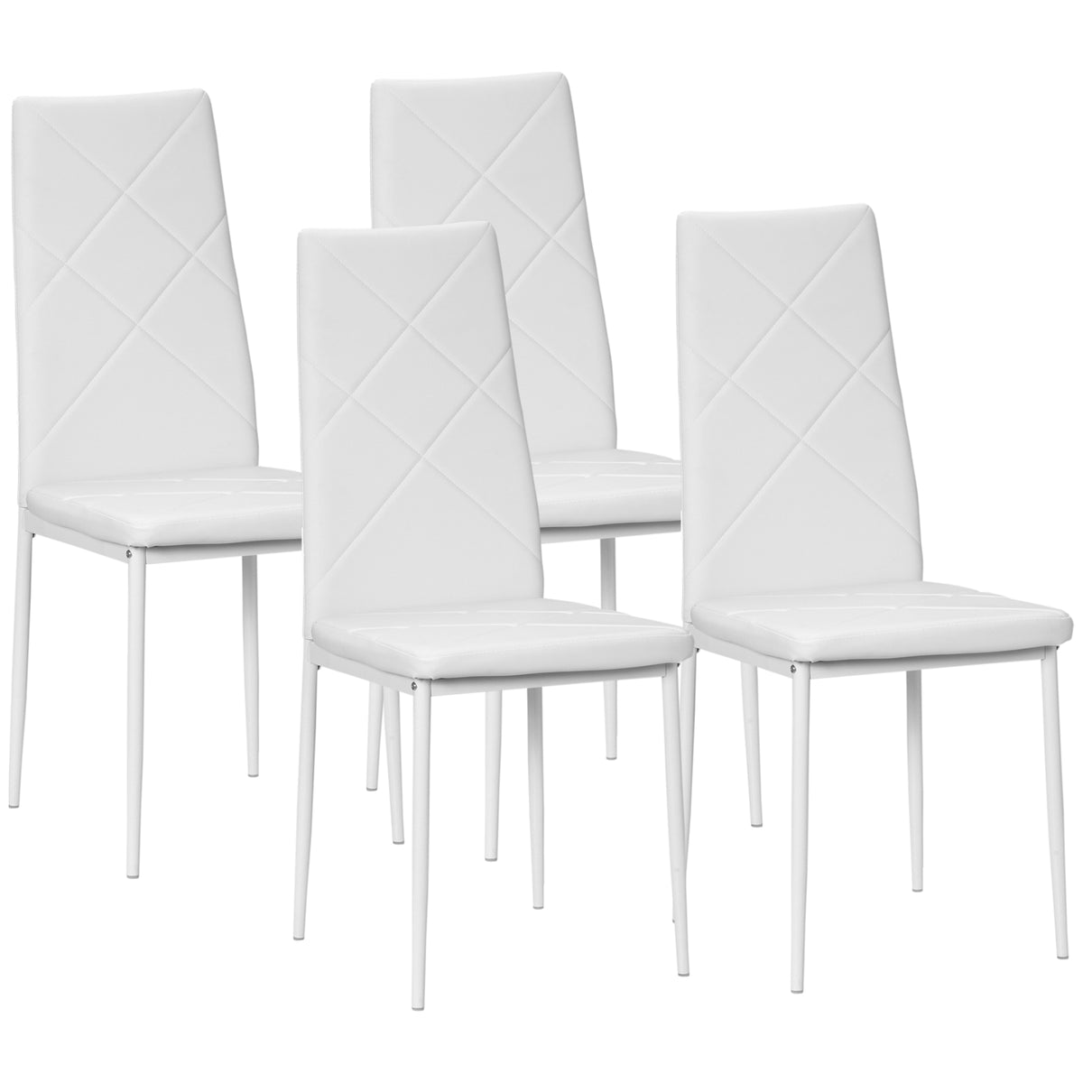 4er-Set Esszimmerstühle mit Rautensteppung