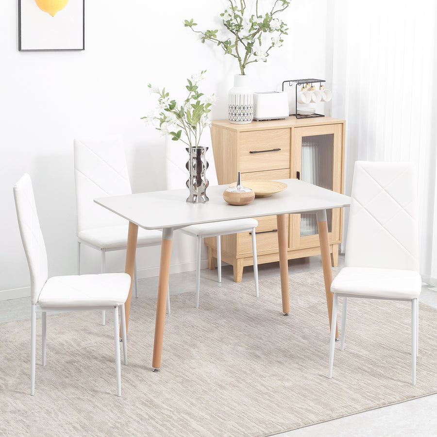 4er-Set Esszimmerstühle mit Rautensteppung