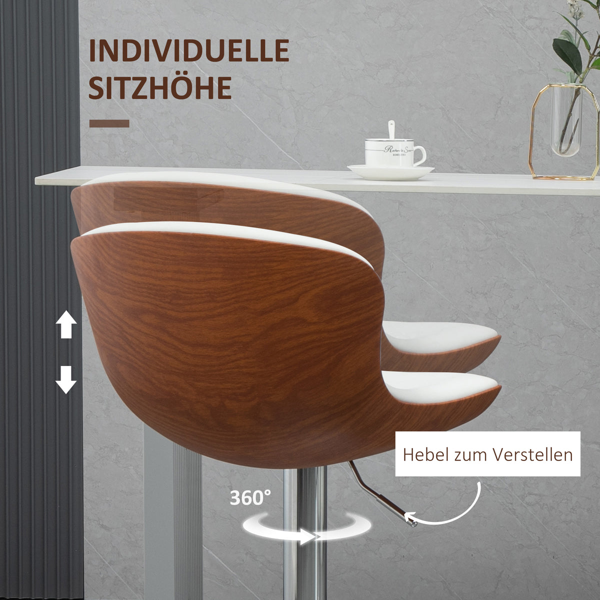 2er-Set höhenverstellbare Barhocker mit Drehfunktion