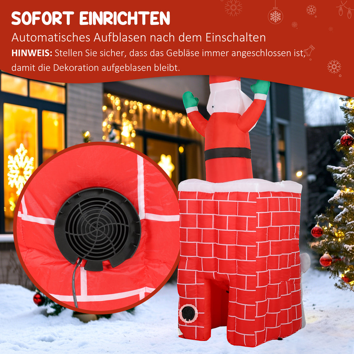 Aufblasbare Weihnachtsfigur mit LED-Beleuchtung