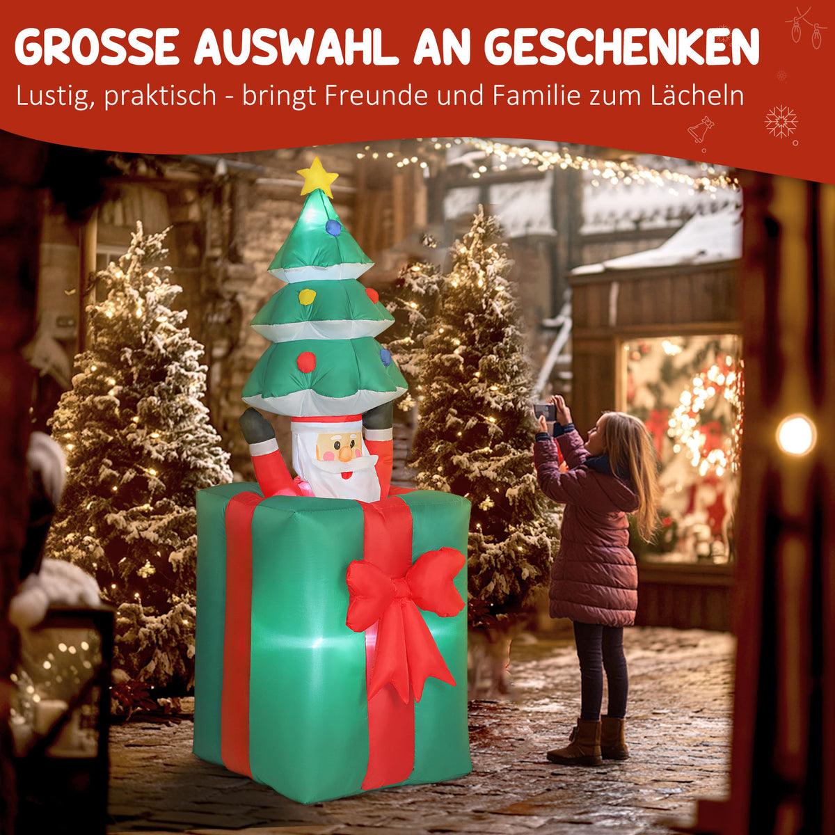Aufblasbare Weihnachtsfigur mit LED-Beleuchtung