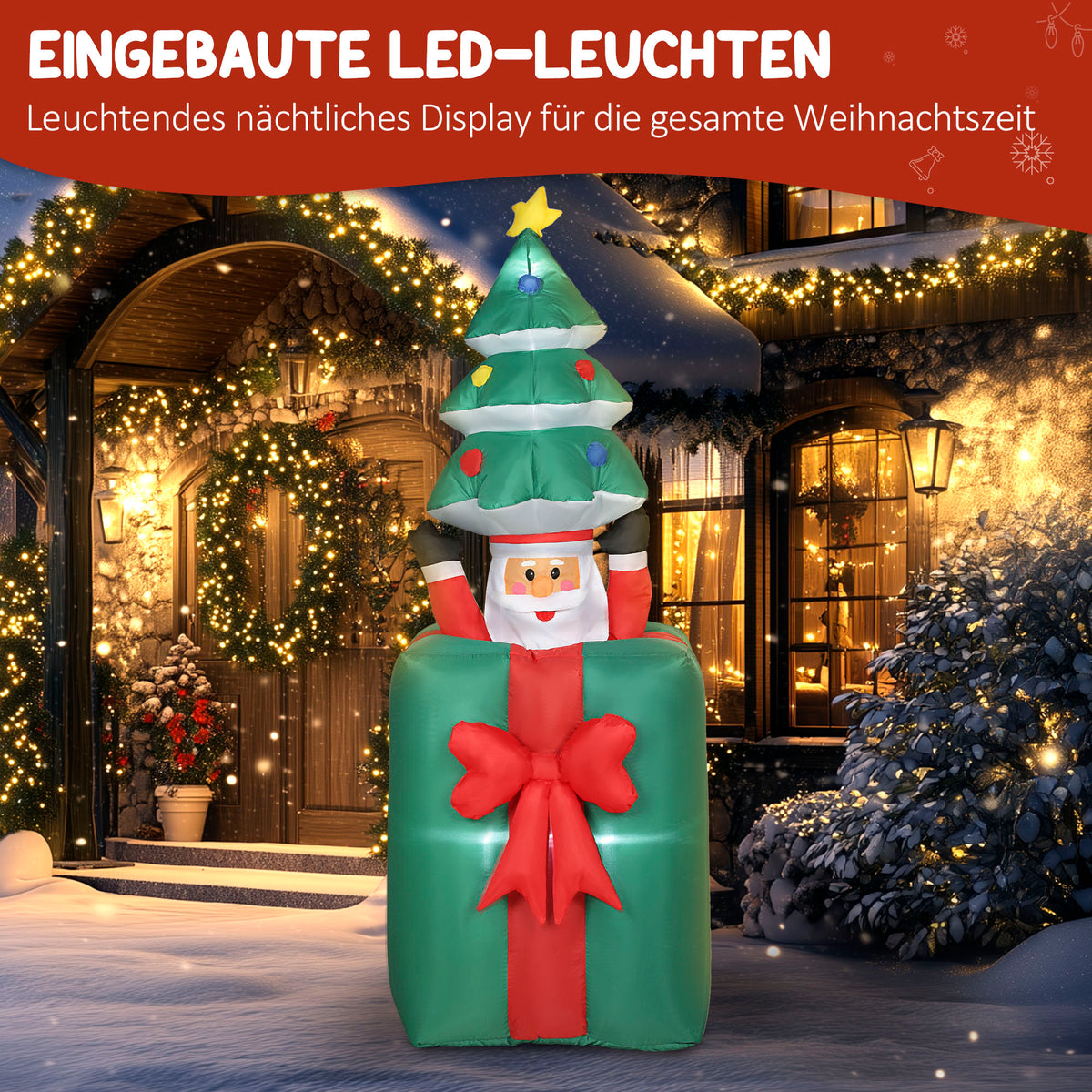 Aufblasbare Weihnachtsfigur mit LED-Beleuchtung