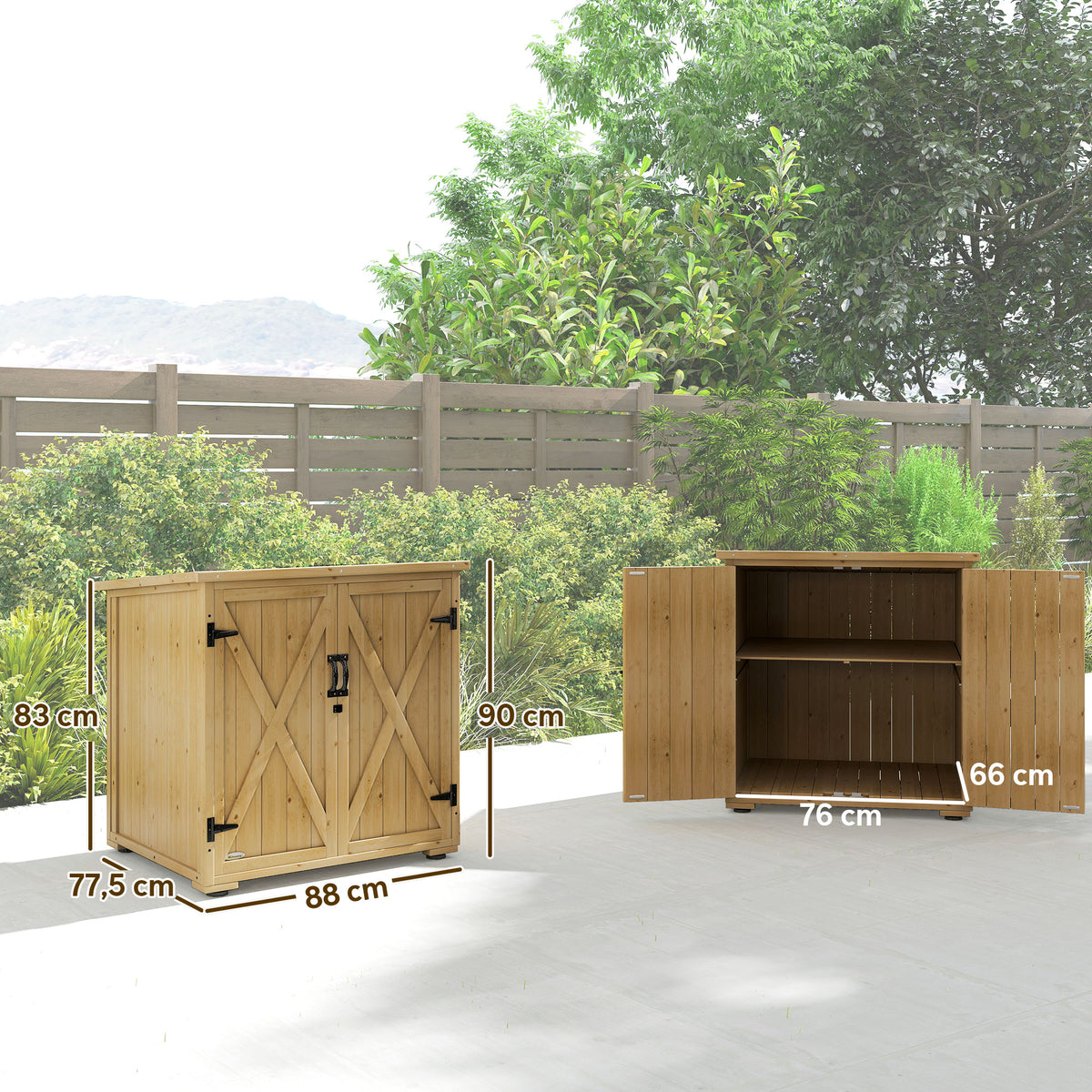 Gartenschrank aus Holz mit Doppeltüren