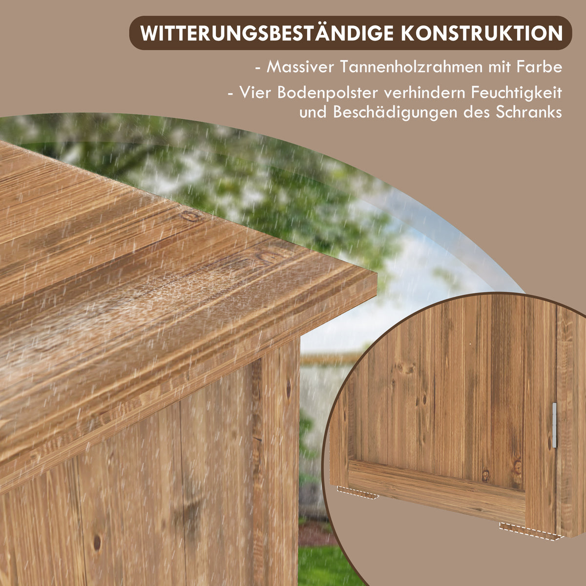Gartenschrank aus Holz mit Doppeltüren