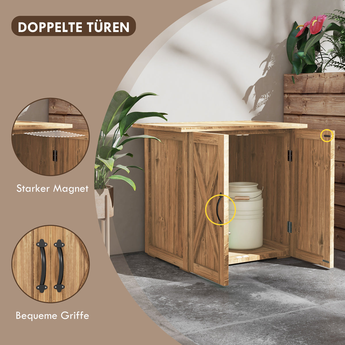 Gartenschrank aus Holz mit Doppeltüren