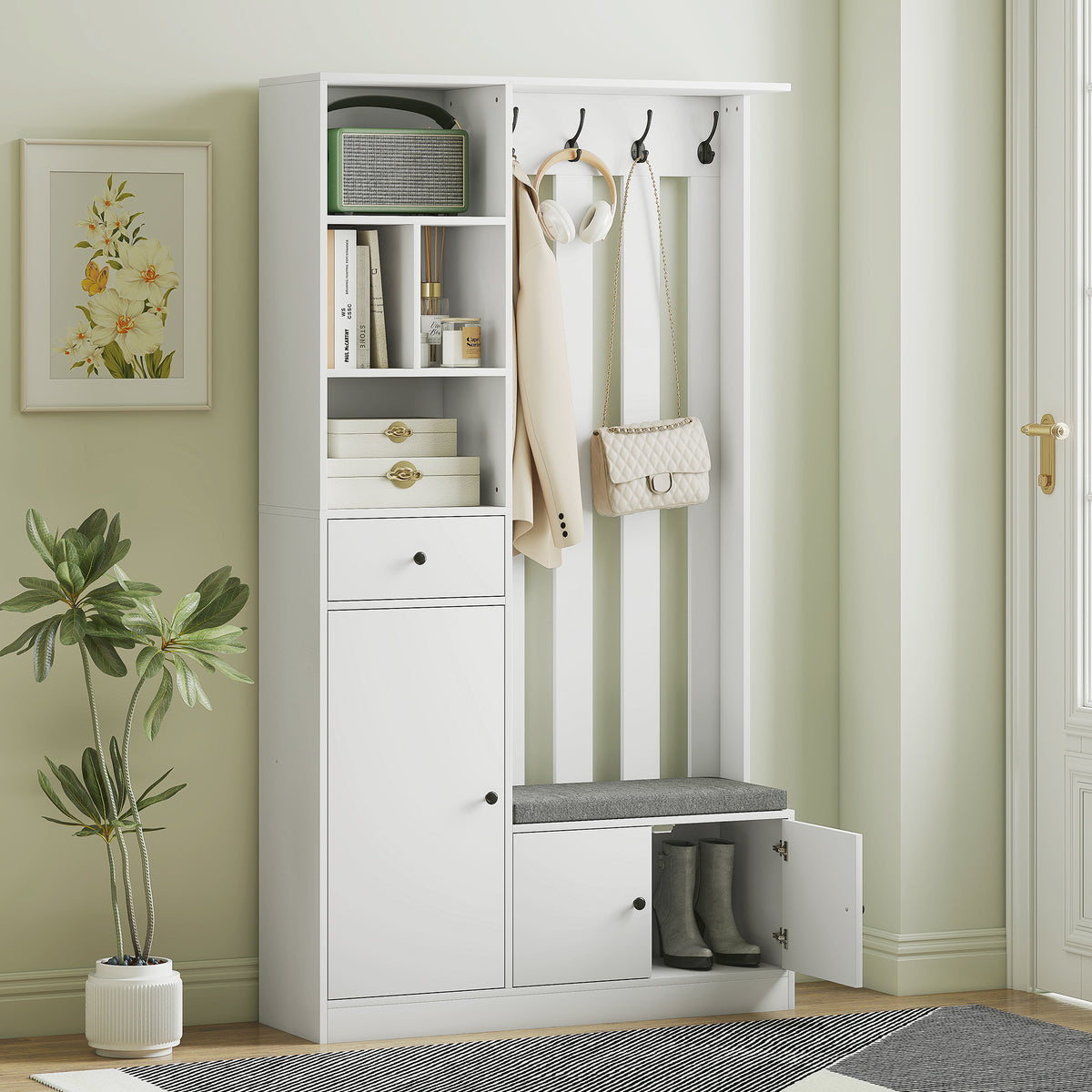 Garderobenschrank mit Sitzbank und Schuhablage