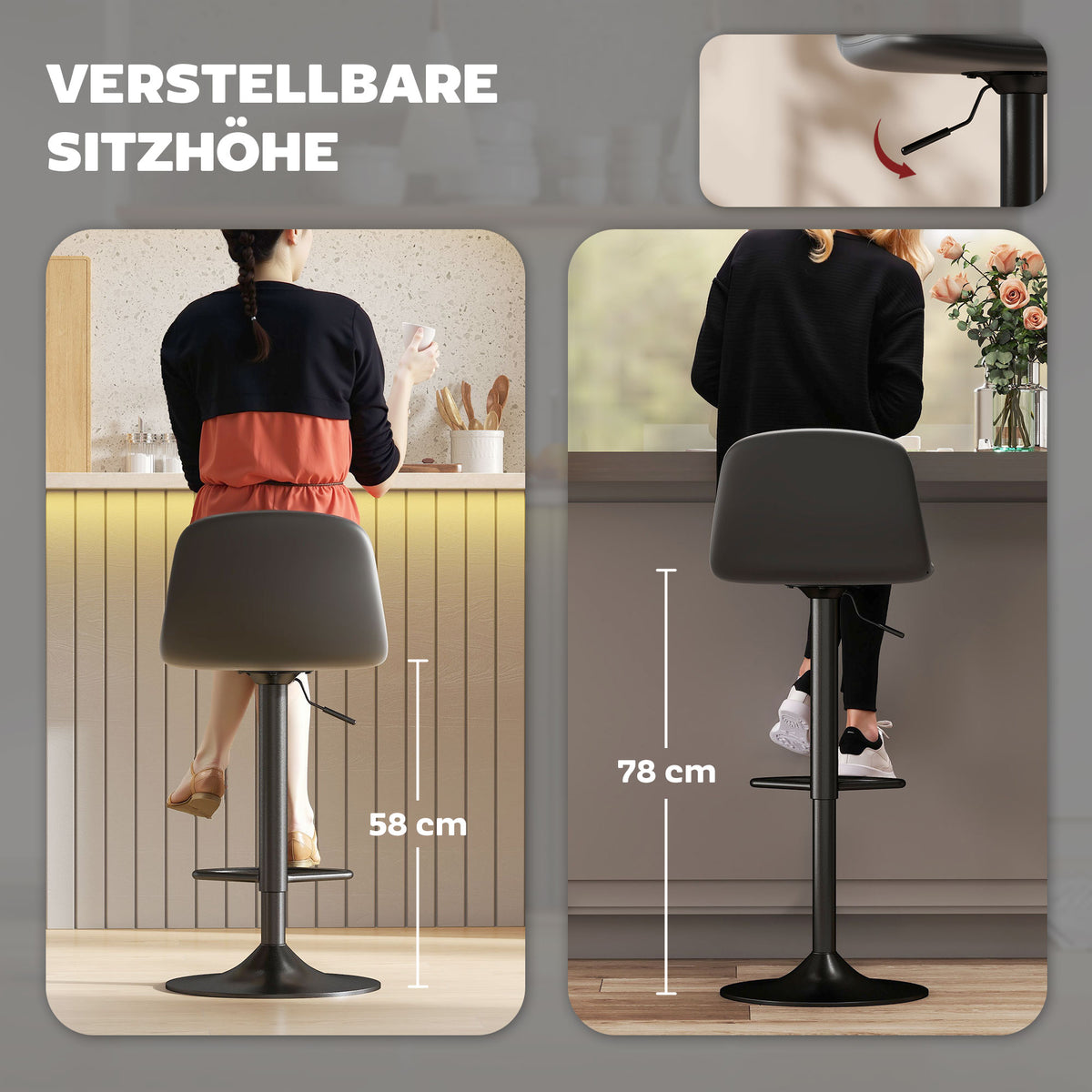 2er-Set Barhocker höhenverstellbar und drehbar
