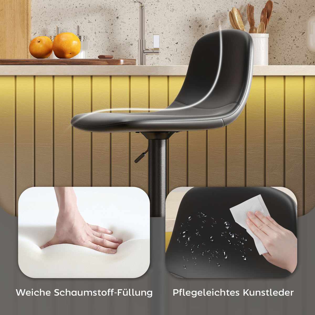 2er-Set Barhocker höhenverstellbar und drehbar