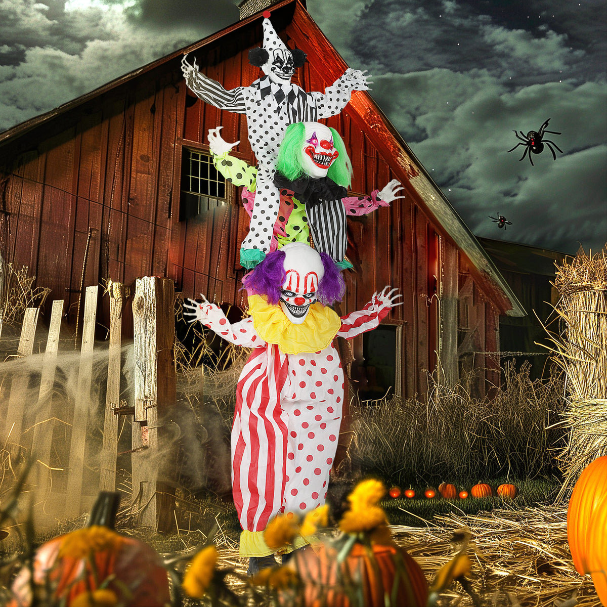 Halloween-Animatronic mit drei Clowns