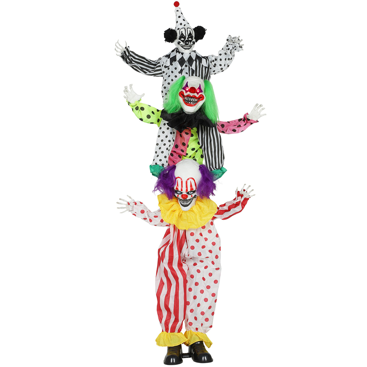 Halloween-Animatronic mit drei Clowns
