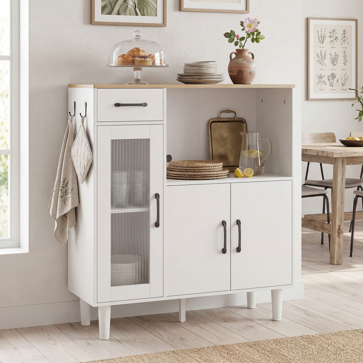 Sideboard mit Schublade, zwei Schränken und Kabelöffnung