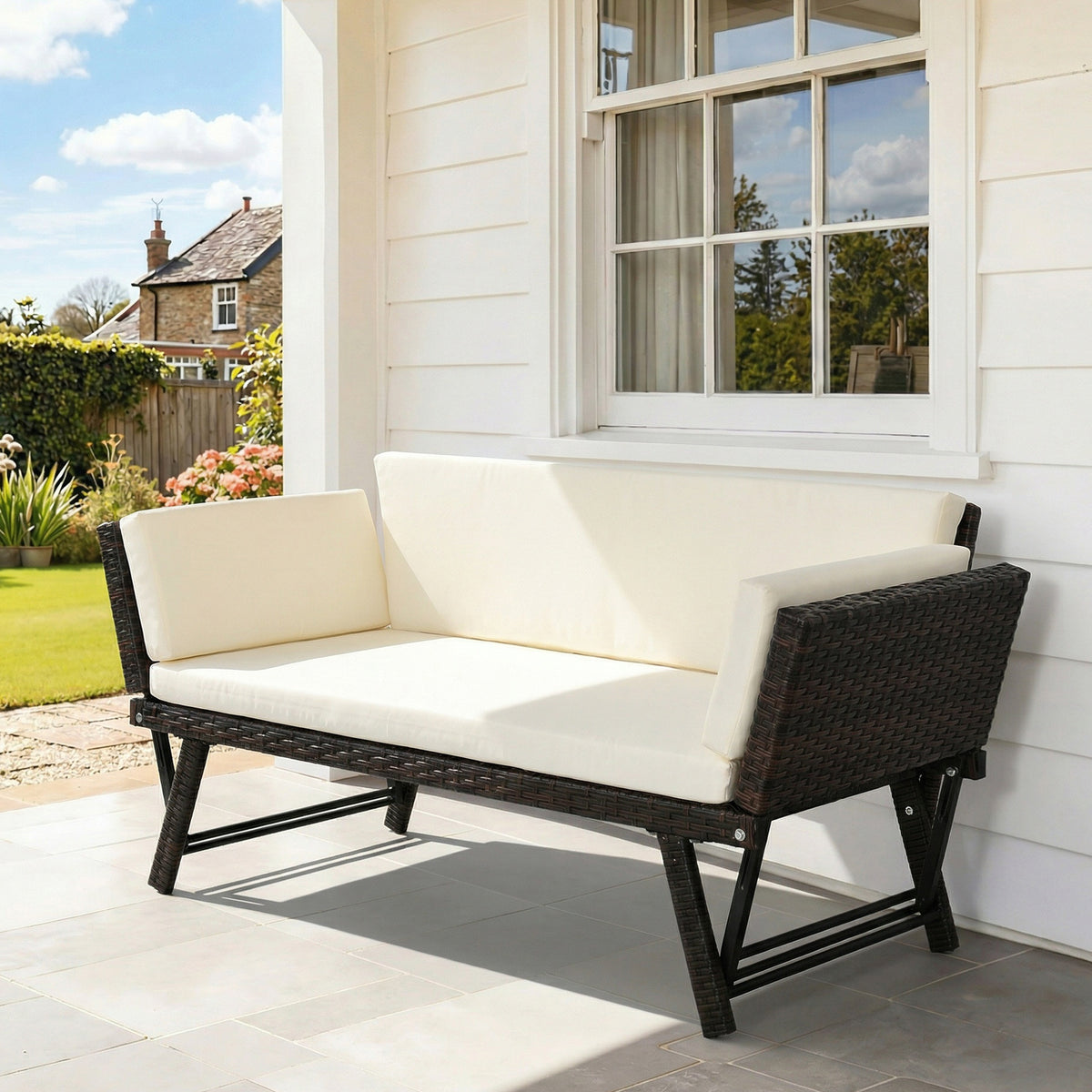 2-Sitzer Gartensofa mit klappbaren Armlehnen