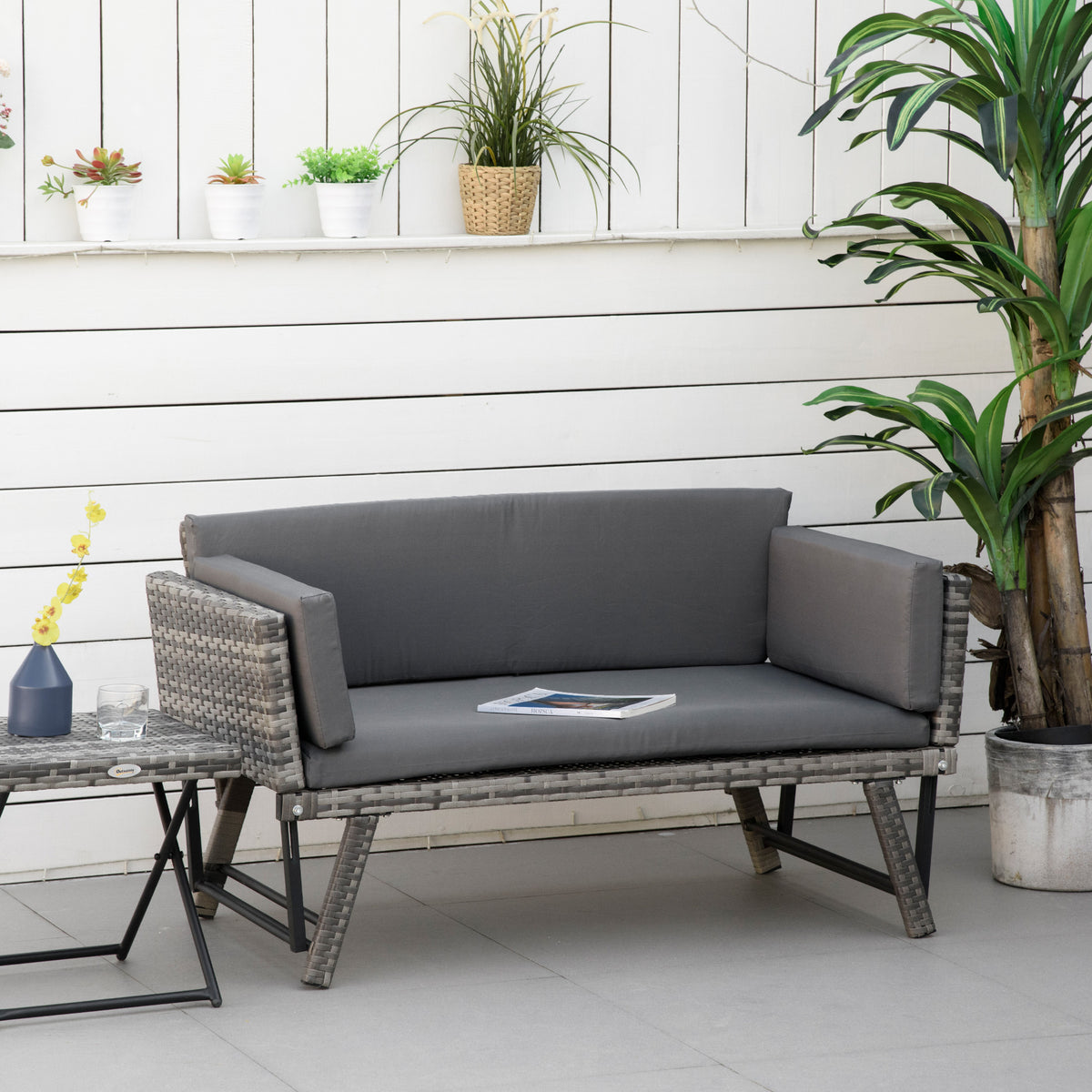 2-Sitzer Gartensofa mit klappbaren Armlehnen