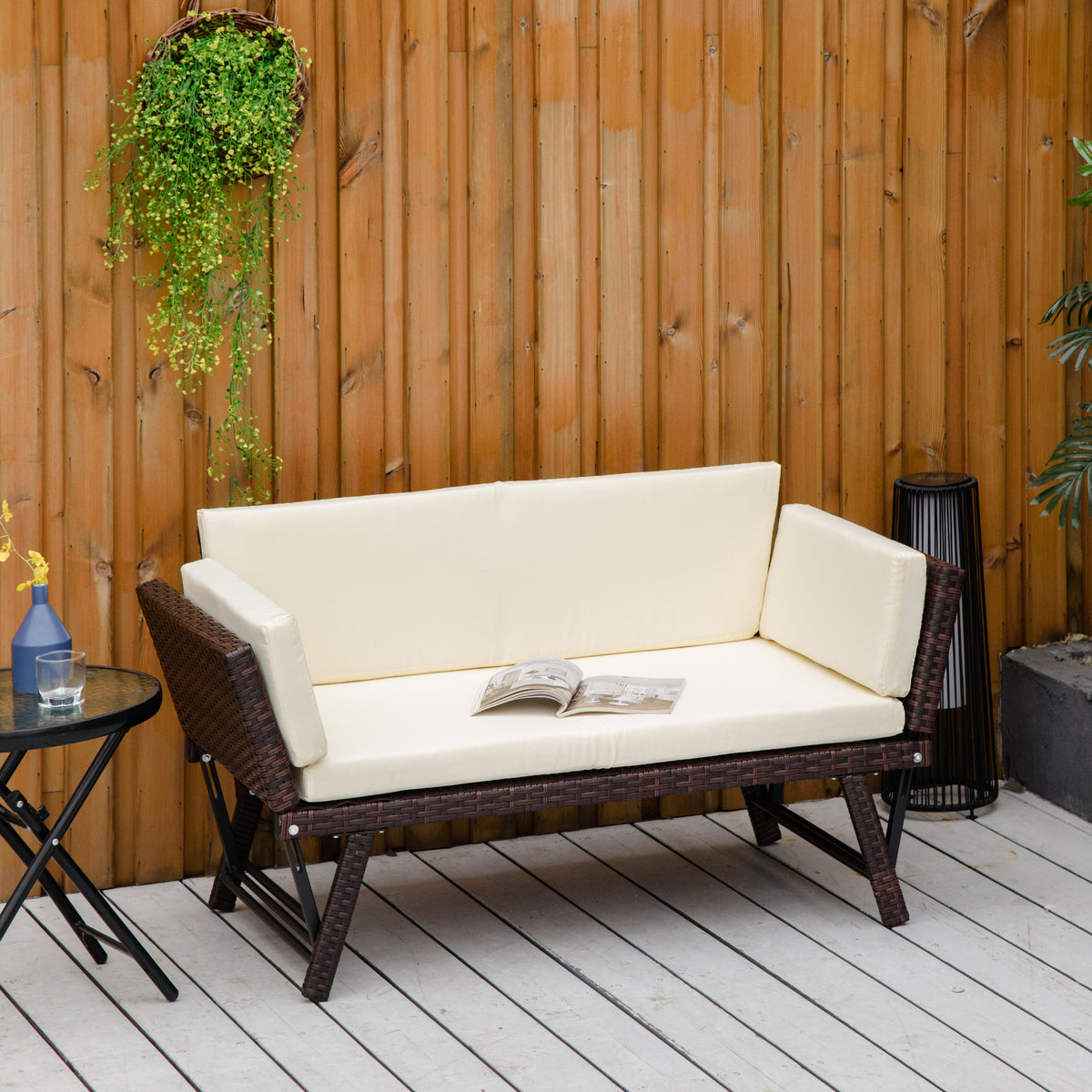 2-Sitzer Gartensofa mit klappbaren Armlehnen
