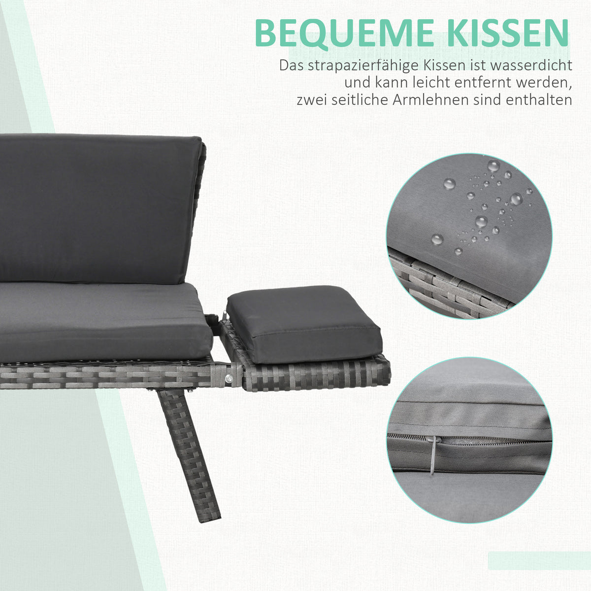 2-Sitzer Gartensofa mit klappbaren Armlehnen
