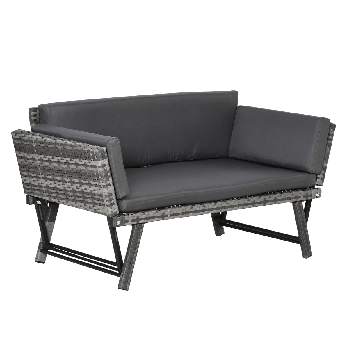 2-Sitzer Gartensofa mit klappbaren Armlehnen