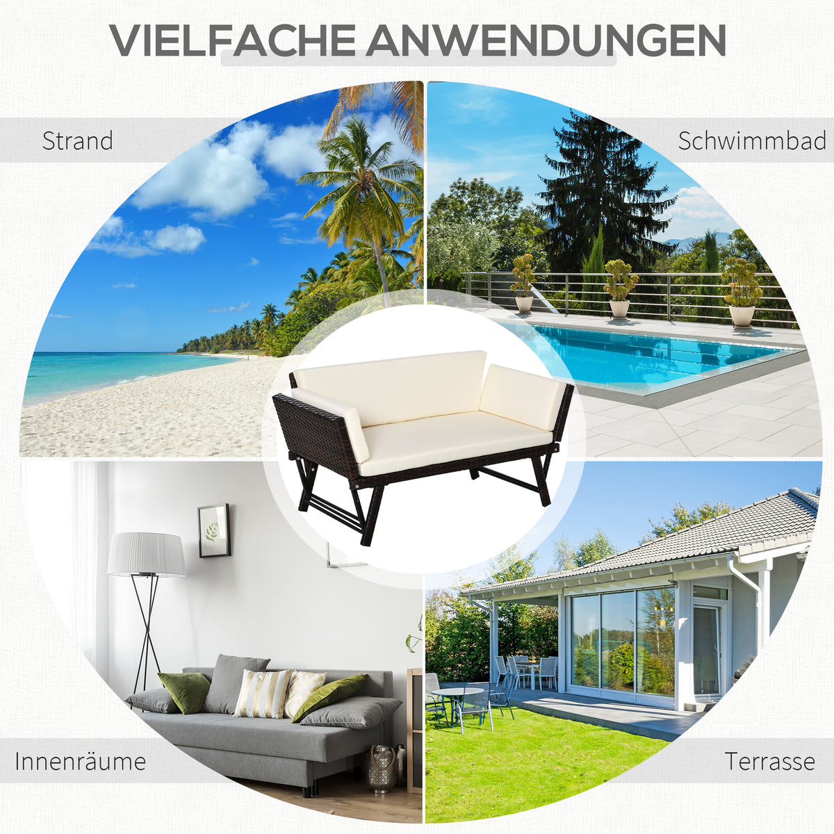 2-Sitzer Gartensofa mit klappbaren Armlehnen