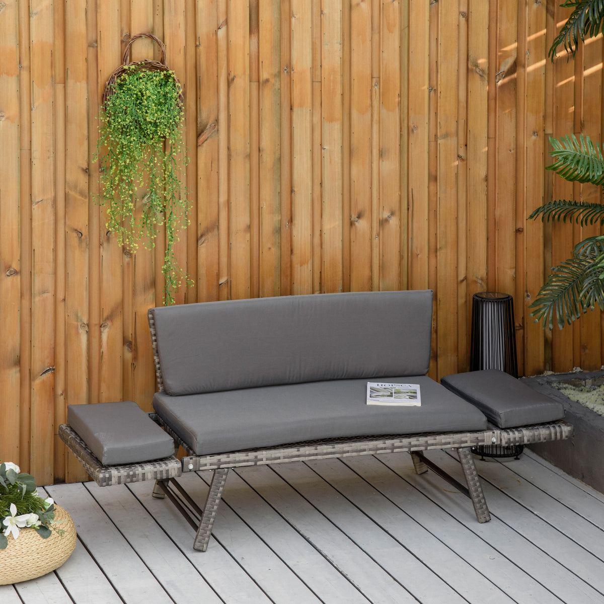 2-Sitzer Gartensofa mit klappbaren Armlehnen