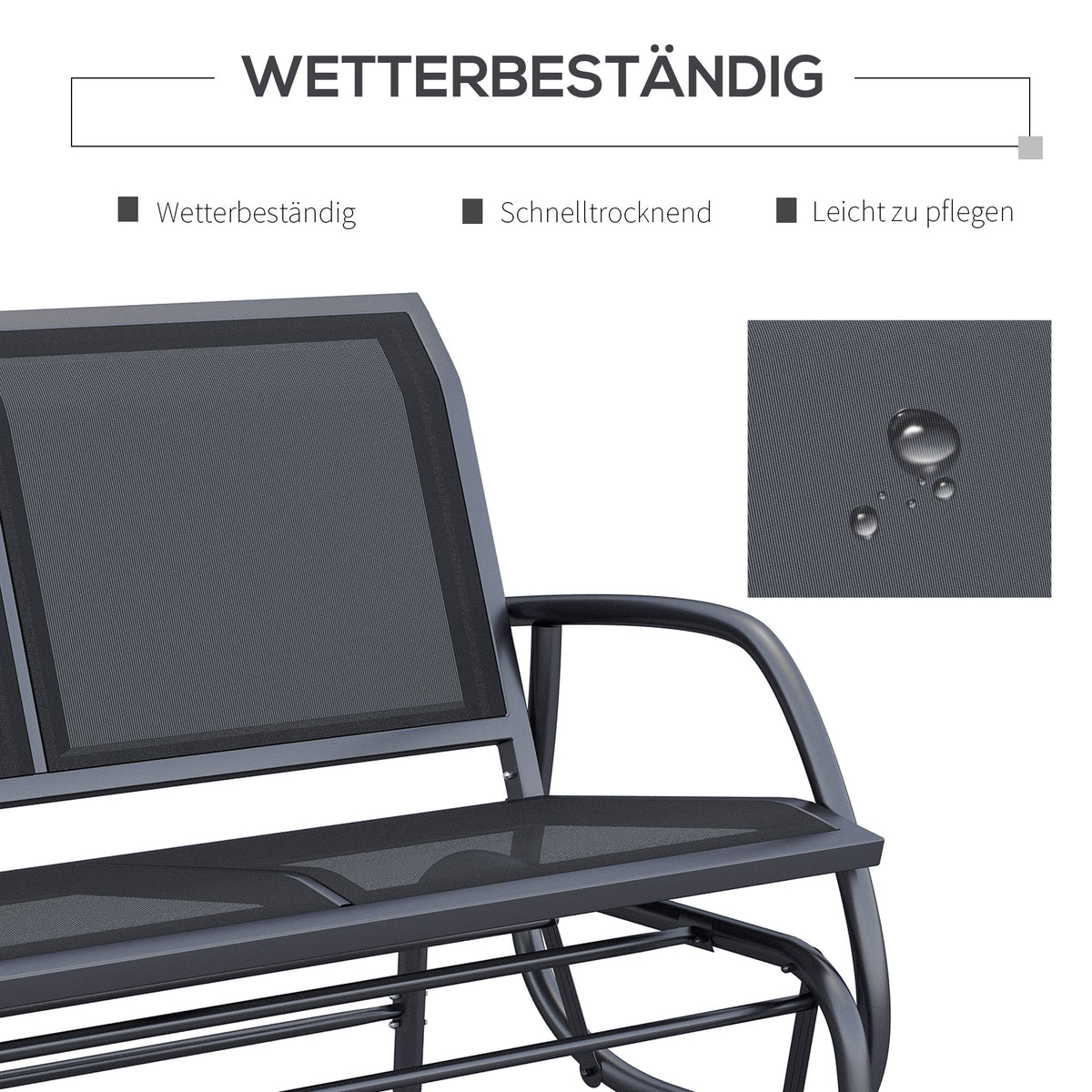 Garten-Schaukelbank für zwei Personen aus Metall
