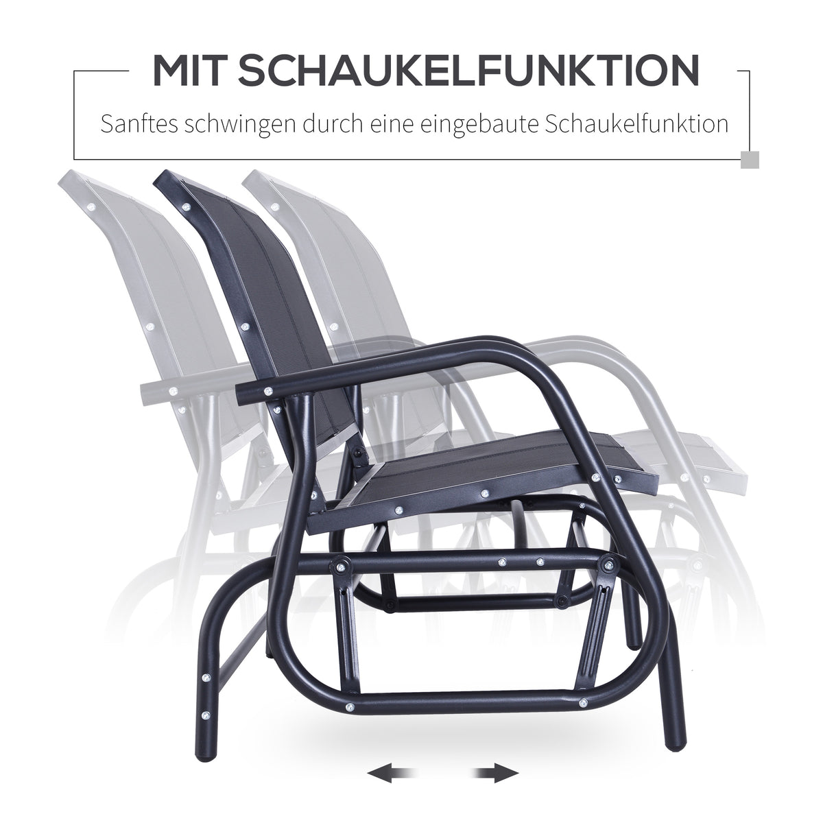 Garten-Schaukelbank für zwei Personen aus Metall