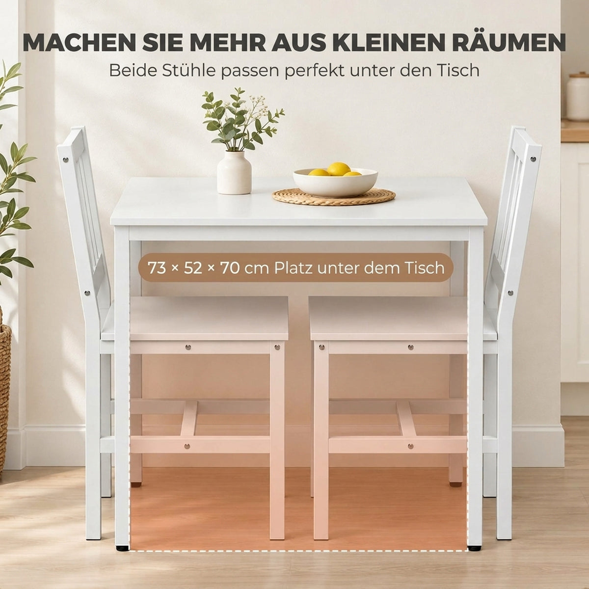 3-teiliges Essgruppen-Set mit Tisch und 2 Stühlen